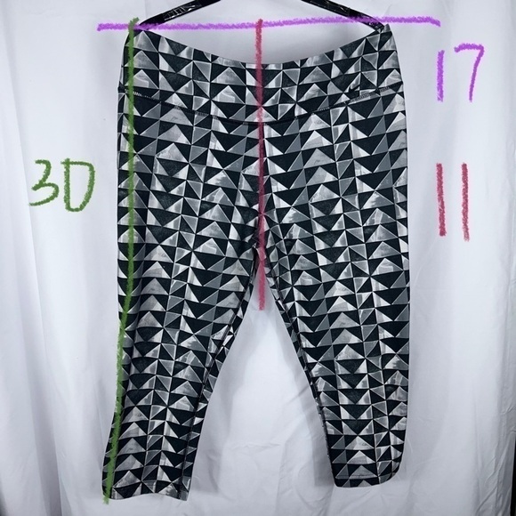 Nike Dri-Fit Leggings Cropped Geometric Print High Rise Thick Workout Pants - Picture 5 of 9
